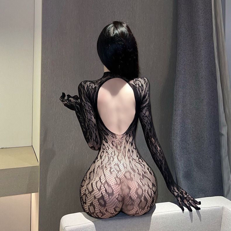 Leopard Print Fishnet Sexy Bodysuit