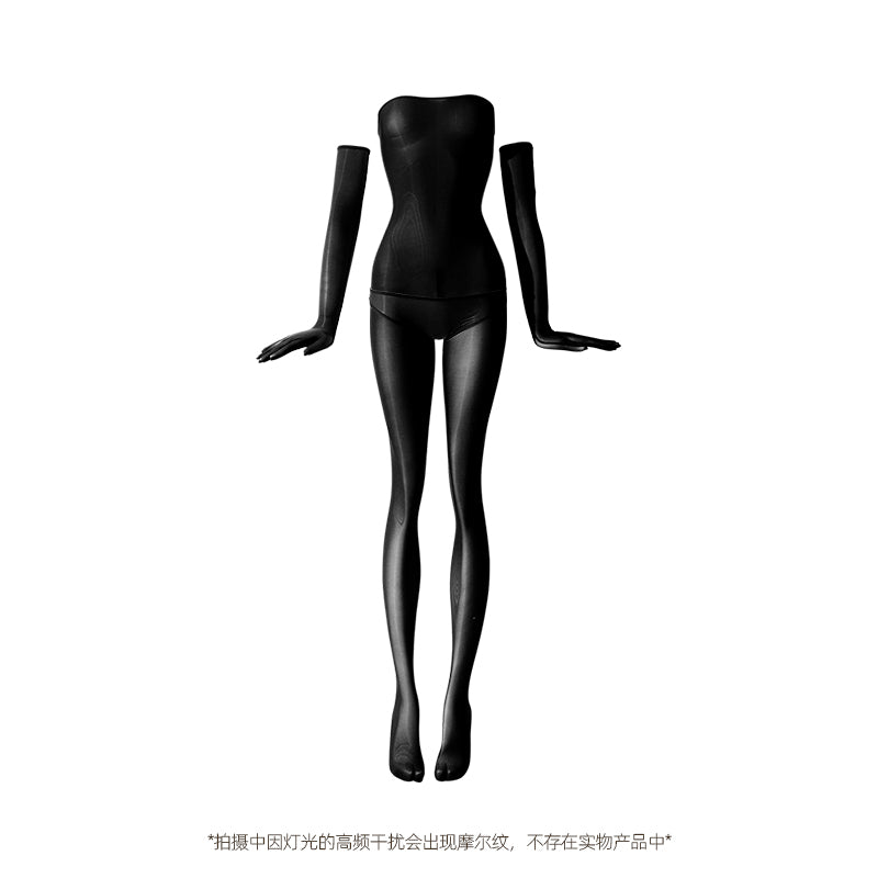 High Waist Milk Silk Shiny Glossy Tube Top Open Crotch Pantyhose
