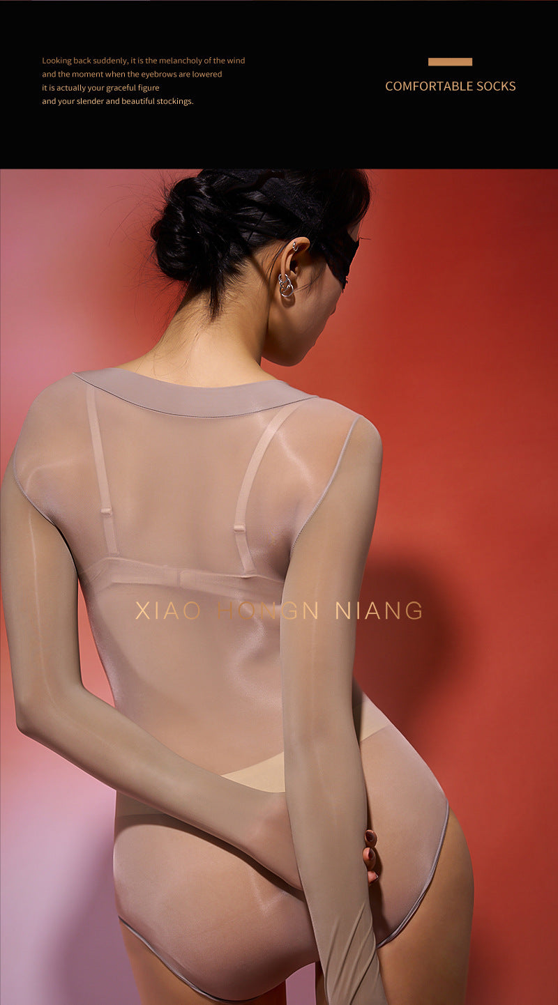 Seamless Sexy Shiny Sheer Bodysuit Plus Size