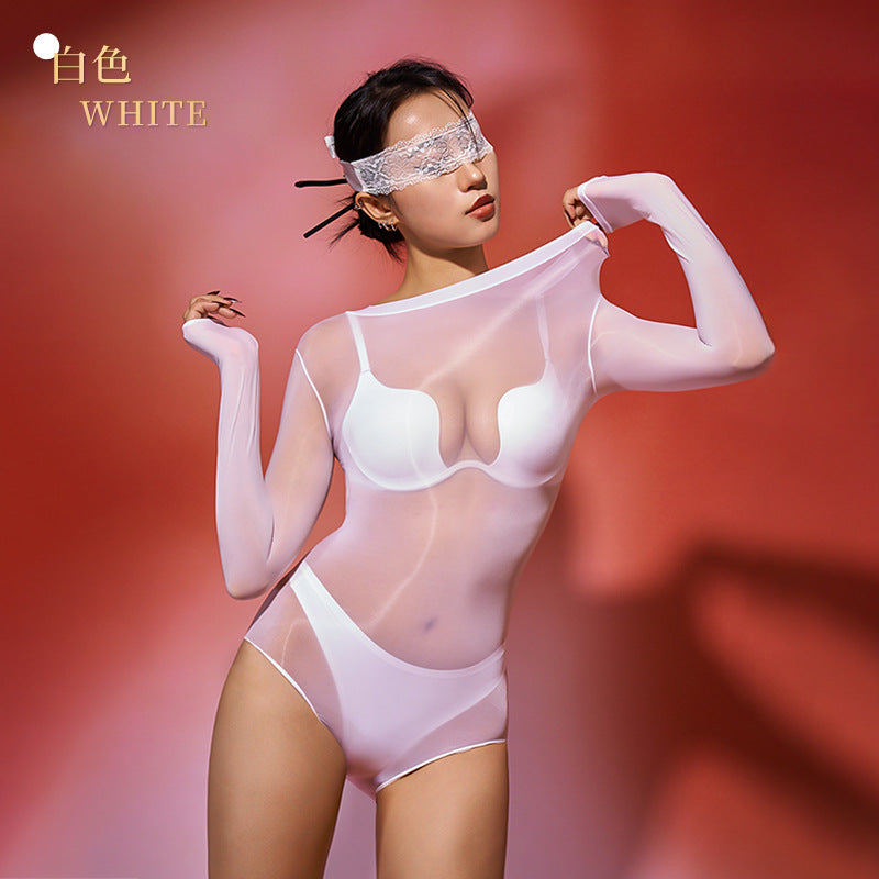 Seamless Sexy Shiny Sheer Bodysuit Plus Size