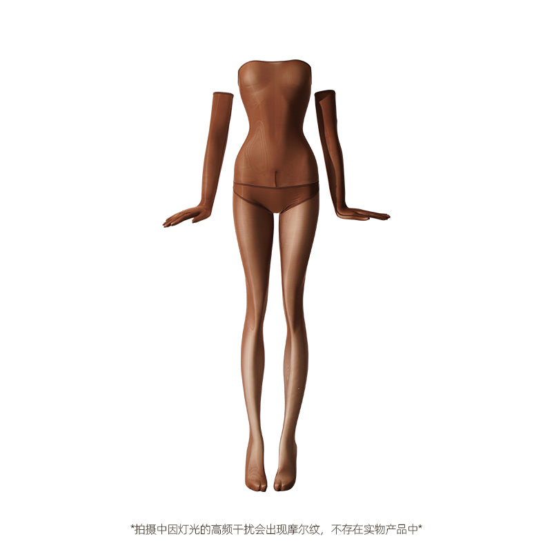 High Waist Milk Silk Shiny Glossy Tube Top Open Crotch Pantyhose