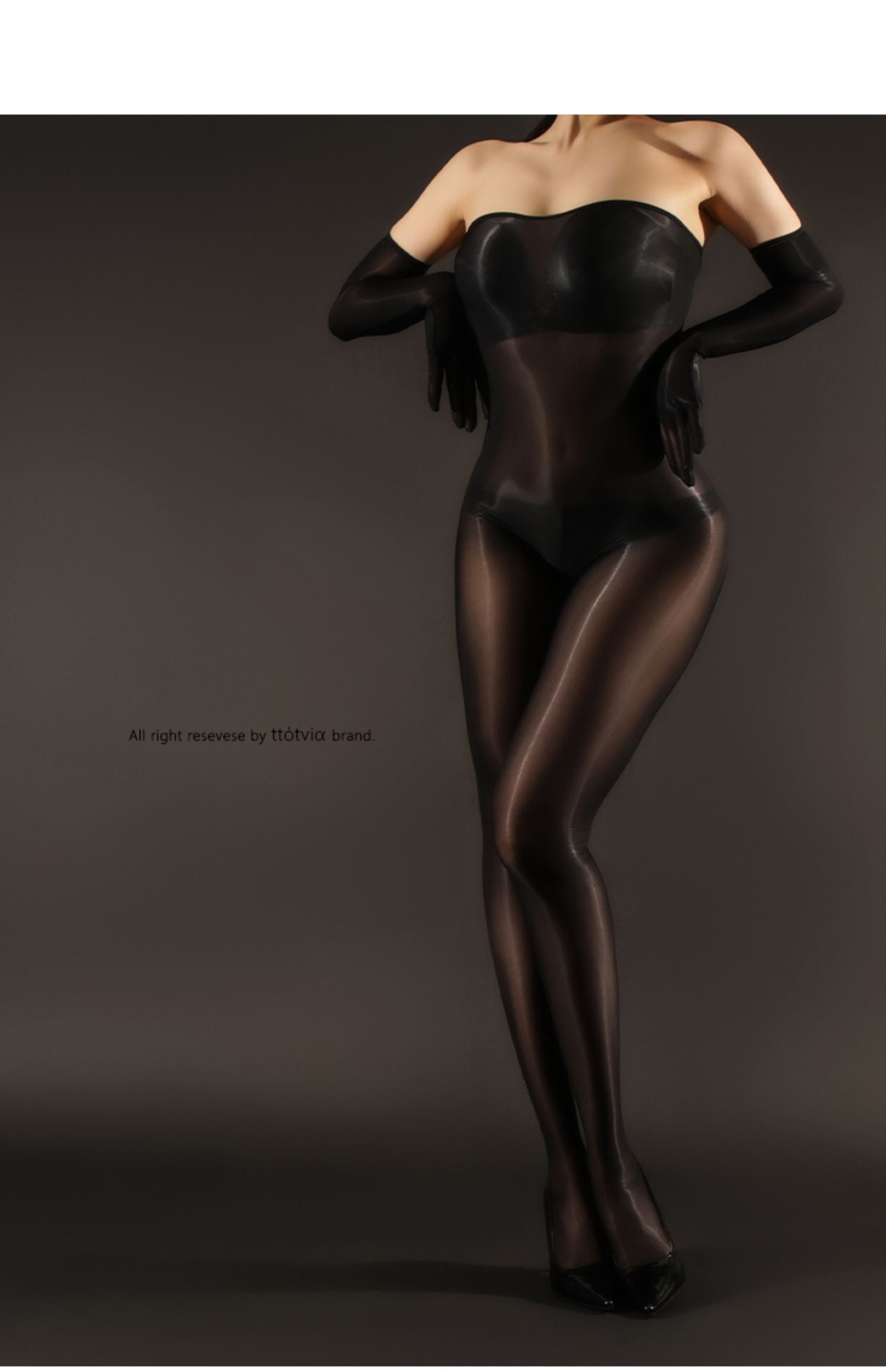 High Waist Milk Silk Shiny Glossy Tube Top Open Crotch Pantyhose