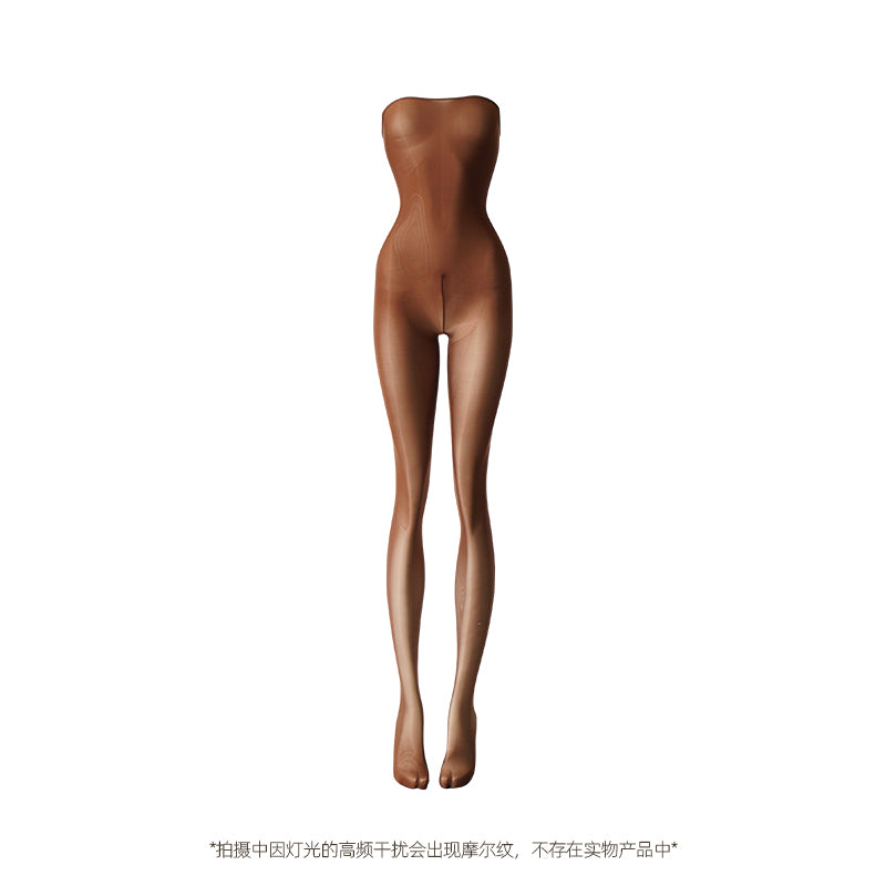 High Waist Milk Silk Shiny Glossy Tube Top Open Crotch Pantyhose